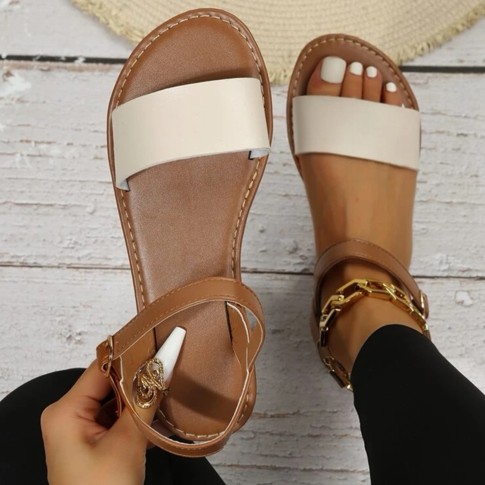 Two Toned Ankles Strap Sandals